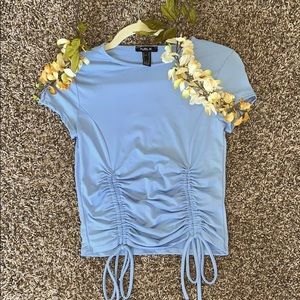Baby blue scrunch top